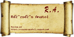 Rózsás Anatol névjegykártya